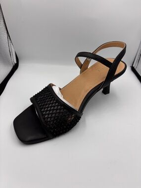 NWT Pennington’s Black Strappy Mesh Kitten Heel Sandals